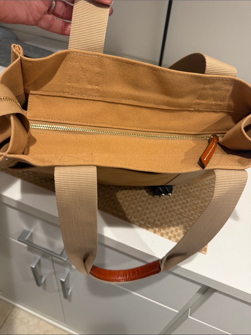 Dooney & Bourke Canvas Tote Bag in Tan with Beige Straps - Picture 7 of 7